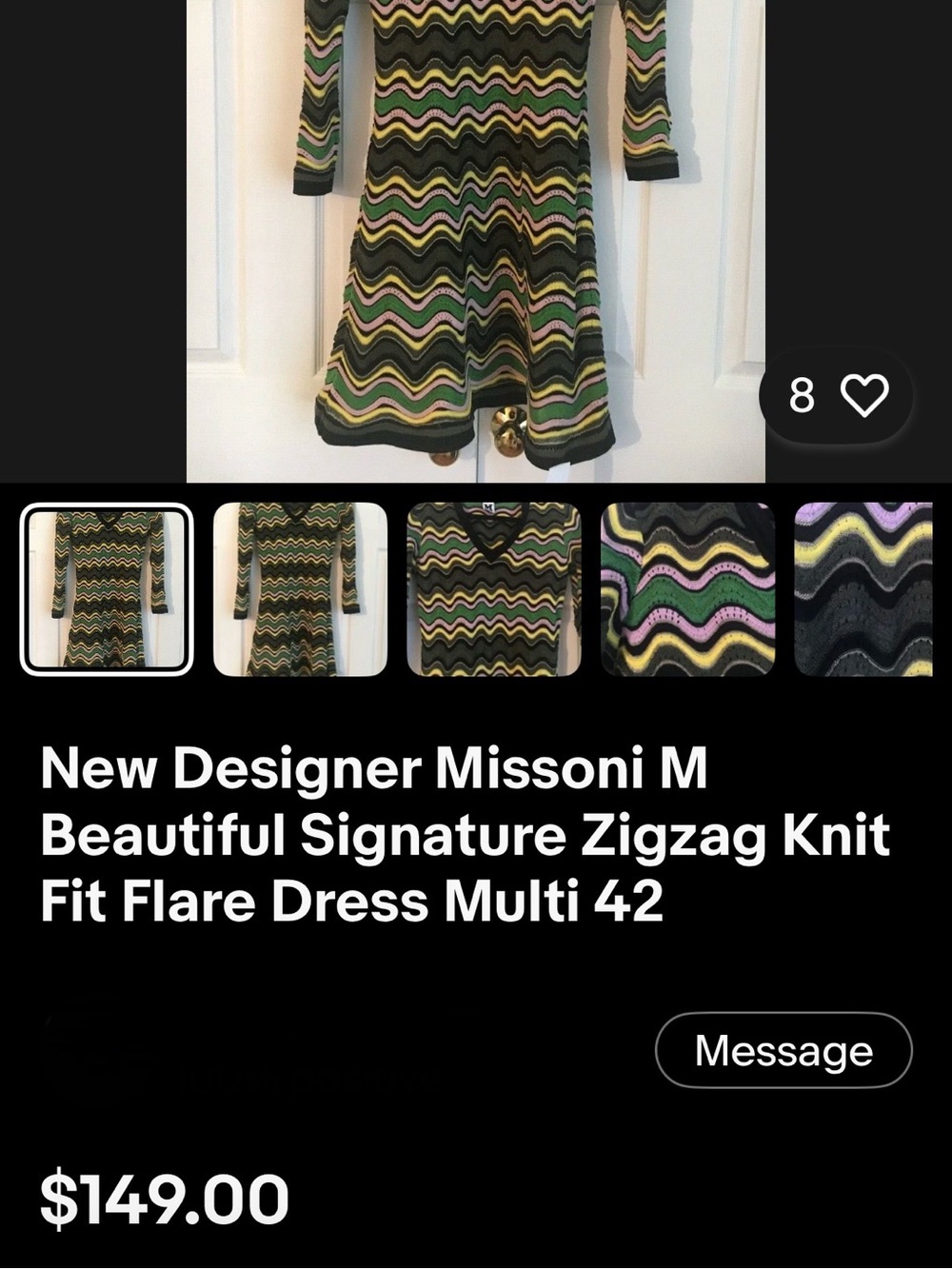 Missoni Zigzag Long Sleeve Knit Dress - Black, Green, Pink, Yellow